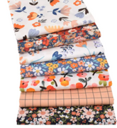 Lot de 7 tissus imprimés floraux CraftsFabrics, 100 % coton, 50 x 40 cm de large, pour quilting, patchwork et projets de bricolage.